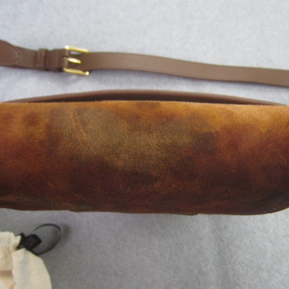 Quince Bag Brown Cow Suede Leather Trim‎ Saddle Crossbody Adjustable Strap - Picture 14 of 15